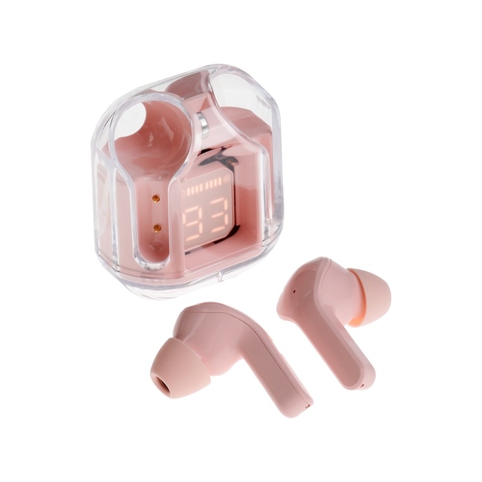 Наушники беспроводные Air31, TWS, вакуумные, BT 5.0, 45/230 мАч, прозрачные, розовые Наушники беспроводные Air31, TWS, вакуумные, BT 5.0, 45/230 мАч, прозрачные, розовые