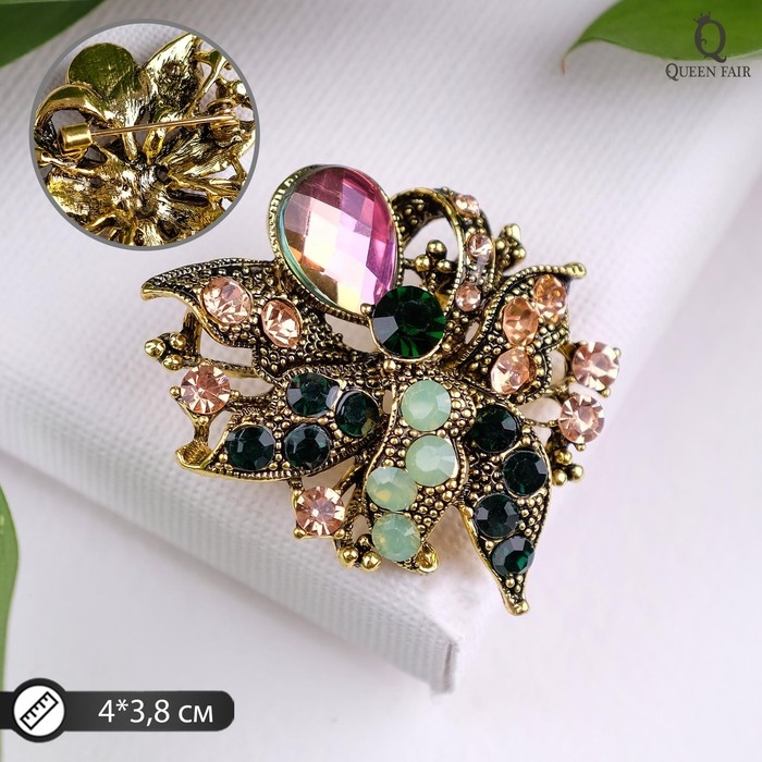 Брошь «Цветы» букет, цветная в золоте Брошь «Цветы» букет, цветная в золоте
