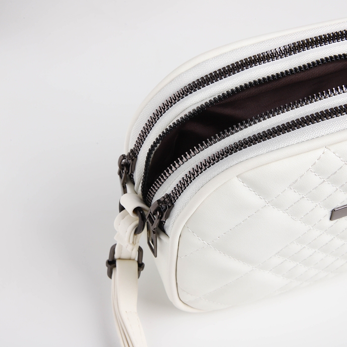 Сумка женская кросс-боди на молнии, цвет белый
