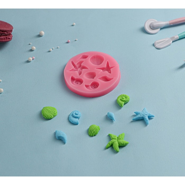 Молд Доляна «Морские звёзды», силикон, d=8 см, цвет розовый Молд Доляна «Морские звёзды», силикон, d=8 см, цвет розовый