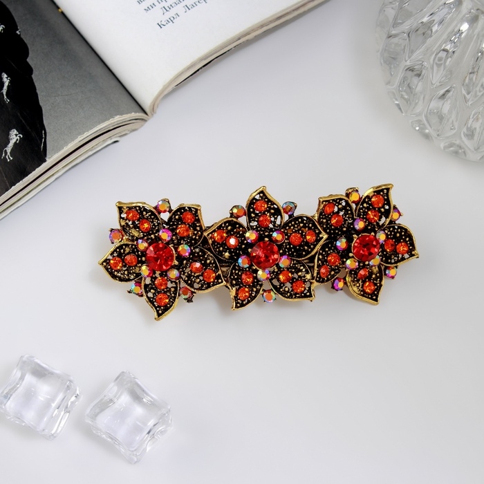 Заколка-автомат Заколка-автомат "Молли" цветы, 9,5 см, золото