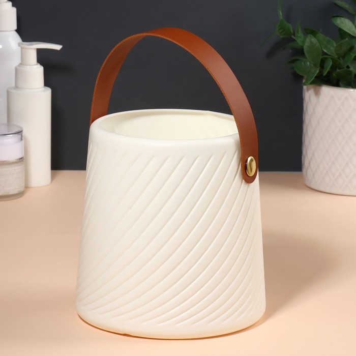 Подставка для хранения, 12,5 × 14,5 × 14,5 см, цвет белый/коричневый Подставка для хранения, 12,5 × 14,5 × 14,5 см, цвет белый/коричневый