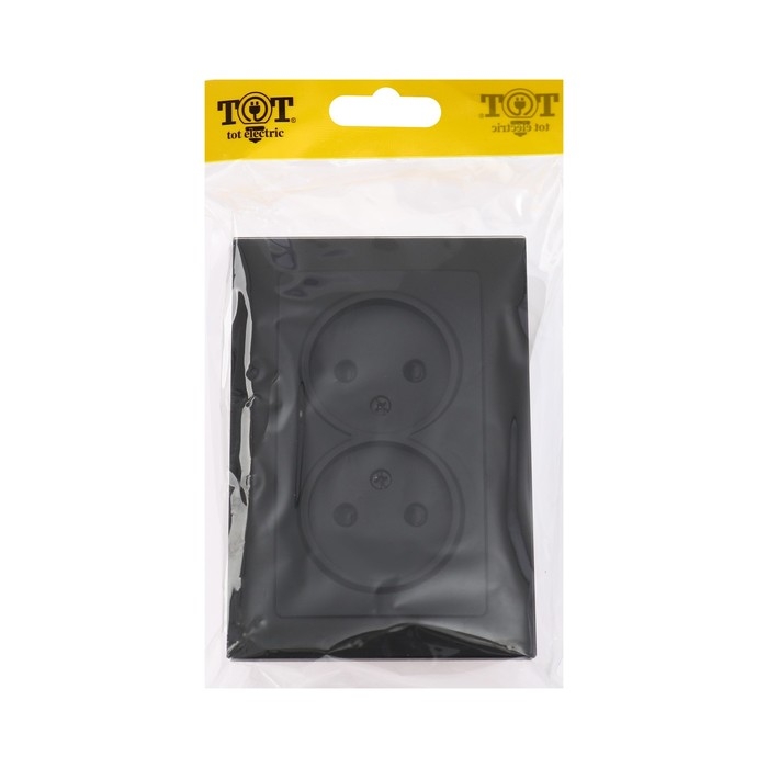 Розетка двухместная TOT Glossy Glass, 10 А, скрытая, без з/к, стекло, черная Розетка двухместная TOT Glossy Glass, 10 А, скрытая, без з/к, стекло, черная