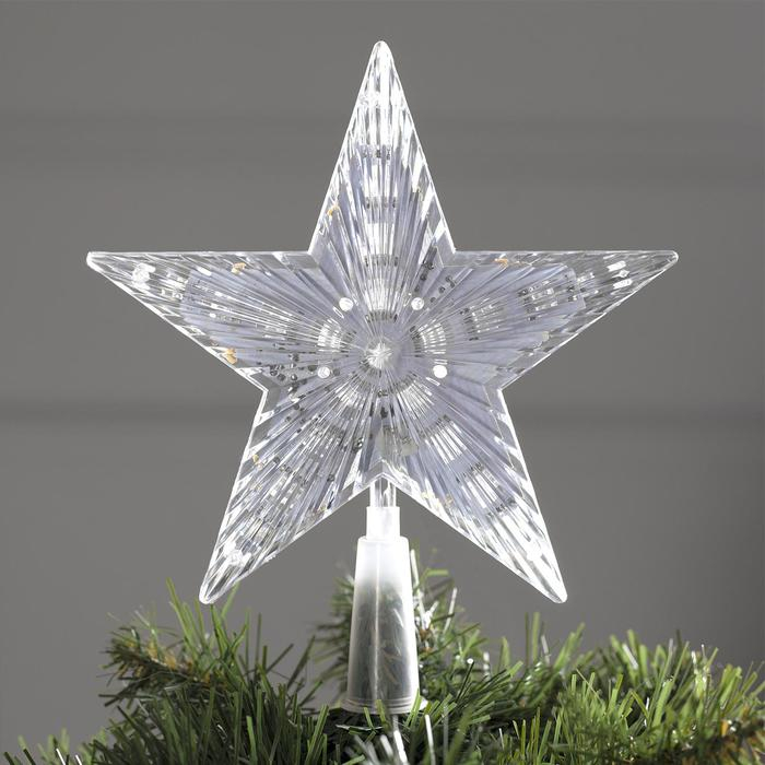 Светодиодная верхушка на ёлку «Звезда белая» 18 см, 20 LED, провод 2 метра, 220 В, свечение мульти Светодиодная верхушка на ёлку «Звезда белая» 18 см, 20 LED, провод 2 метра, 220 В, свечение мульти