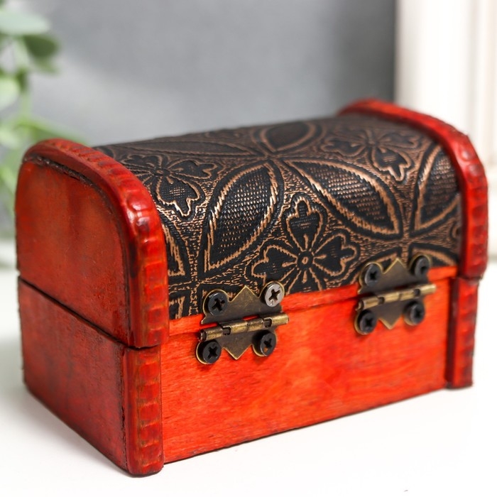 Шкатулка сундучок дерево  Шкатулка сундучок дерево "Цветы в круге" 7,5х9,8х8,5 см