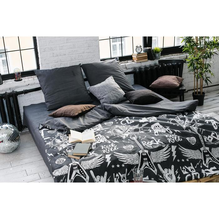 Постельное бельё "Этель" евро Rock&Roll 200х217 см, 240х220 см, 70х70 см -2 шт,100% хлопок, бязь 125 г/м2