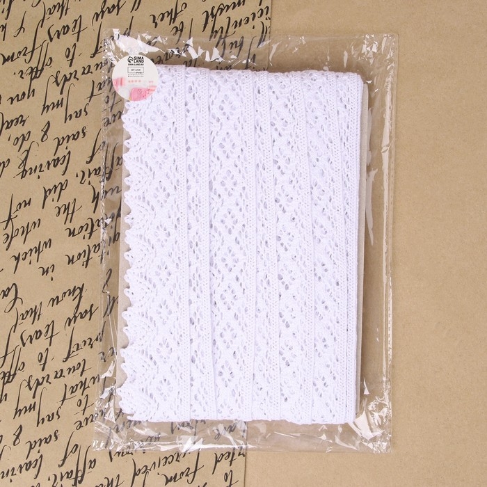 Кружево вязаное, 40 мм × 10 ± 1 м, цвет белый Кружево вязаное, 40 мм × 10 ± 1 м, цвет белый