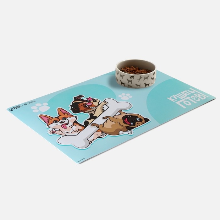 Коврик под миску нескользящий «Кушать готов!», 43х28 см Коврик под миску нескользящий «Кушать готов!», 43х28 см