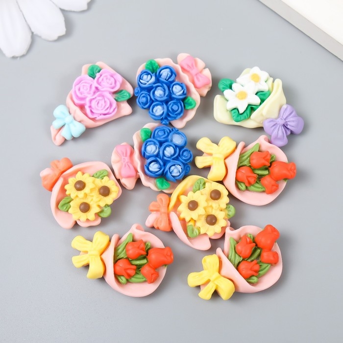 Декор для творчества пластик Декор для творчества пластик "Букет цветов" набор 10 шт