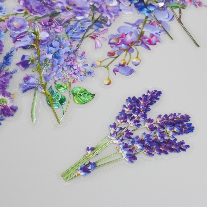 Наклейки для творчества пластик PVC Наклейки для творчества пластик PVC "Сиреневое поле" набор 40 шт 9х10.5 см