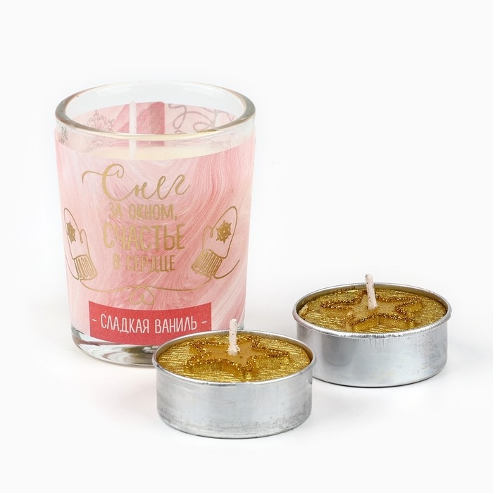 Новогодние свечи «Снег за окном, счастье в сердце», набор 3 шт.