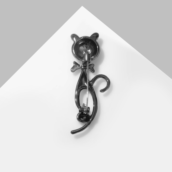 Брошь Брошь "Кошка", цвет серый