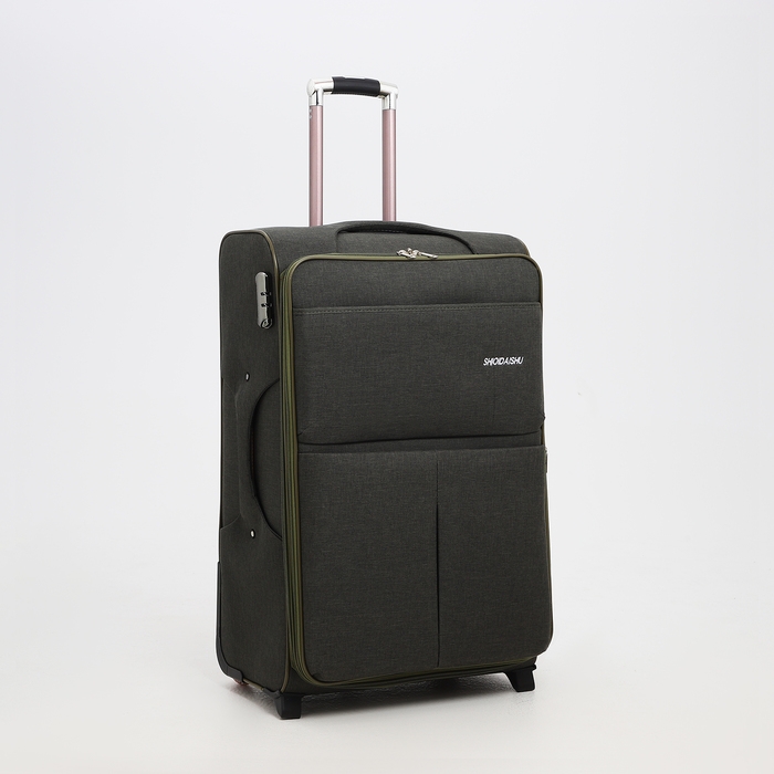 Чемодан большой 95 л (L), отдел на молнии, с расширением, кодовый замок, 3 колеса, 2 наружных кармана, цвет хаки Чемодан большой 95 л (L), отдел на молнии, с расширением, кодовый замок, 3 колеса, 2 наружных кармана, цвет хаки