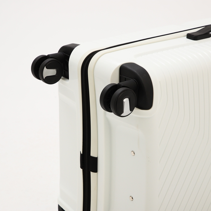 Чемодан большой 100 л (L), отдел на молнии, кодовый замок, 4 колеса, цвет белый Чемодан большой 100 л (L), отдел на молнии, кодовый замок, 4 колеса, цвет белый