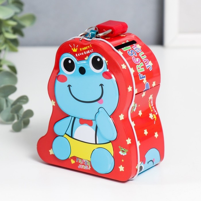 Копилка металл с замочком Копилка металл с замочком "Лягушонок" МИКС 5х8,5х10 см