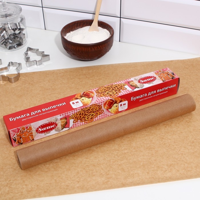 Пергамент силиконизированный, коричневый, жиростойкий, 38 см х 8 м Пергамент силиконизированный, коричневый, жиростойкий, 38 см х 8 м