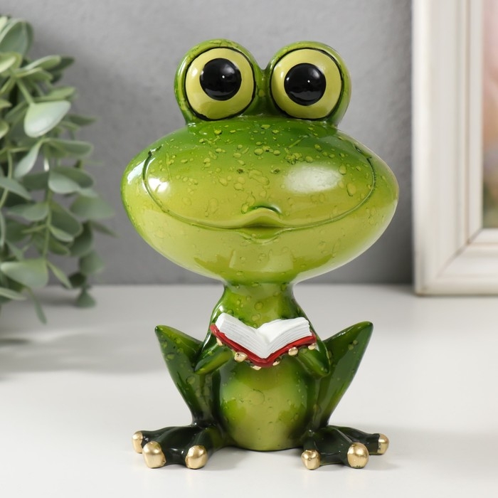 Сувенир полистоун лак Сувенир полистоун лак "Лягушонок с книжкой" 10х7х15 см