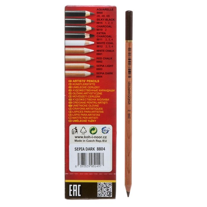 Сепия в карандаше 4.2 мм Koh-I-Noor GIOCONDA 8804, коричневая, тёмная, лаковый корпус, 175 мм Сепия в карандаше 4.2 мм Koh-I-Noor GIOCONDA 8804, коричневая, тёмная, лаковый корпус, 175 мм