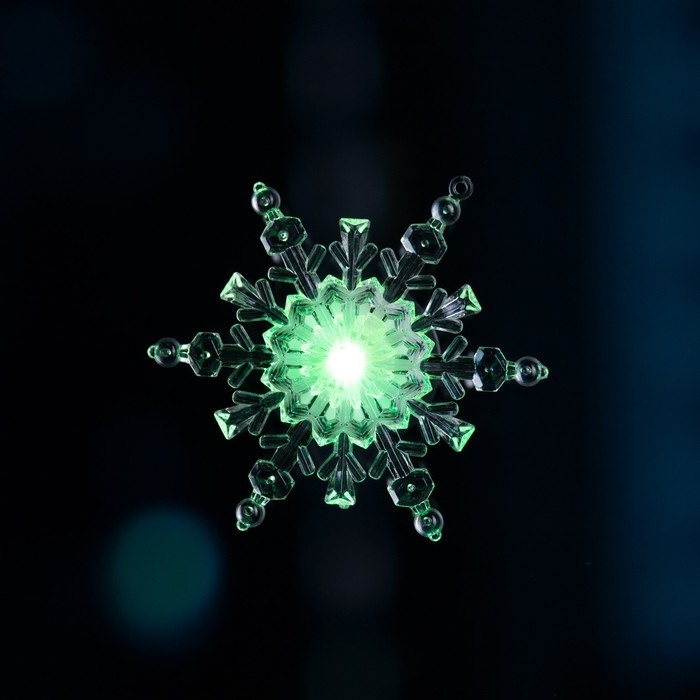 Светодиодная игрушка на липучке «Снежинка» 11 см, батарейки LR44х3 (в комплекте), свечение мульти Светодиодная игрушка на липучке «Снежинка» 11 см, батарейки LR44х3 (в комплекте), свечение мульти