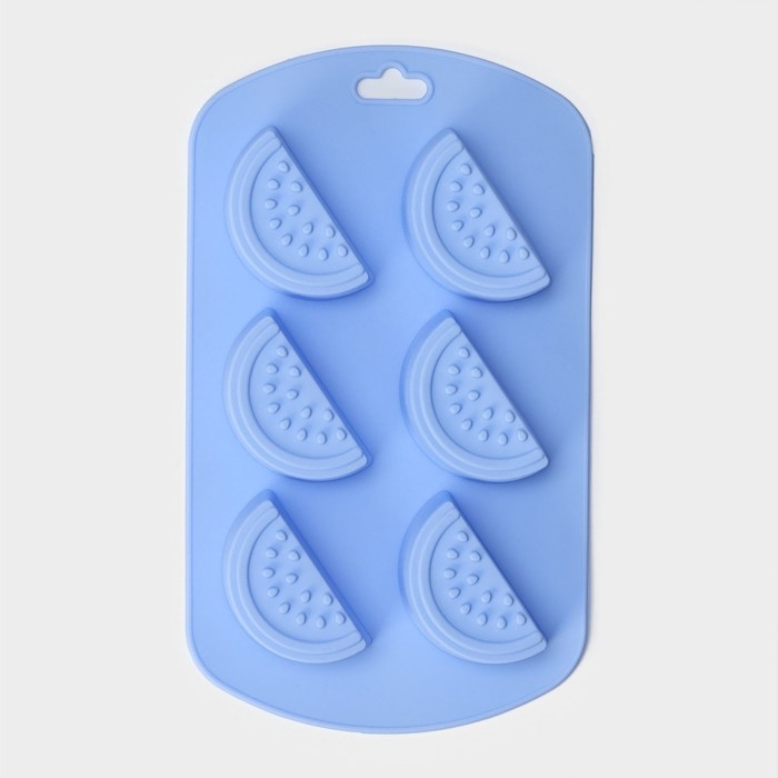 Форма для выпечки Доляна «Арбузные дольки», силикон, 19×11×1,5 см, 6 ячеек (4×2,5 см), цвет МИКС Форма для выпечки Доляна «Арбузные дольки», силикон, 19×11×1,5 см, 6 ячеек (4×2,5 см), цвет МИКС