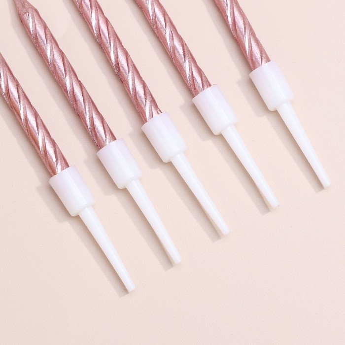 Набор свечи в торт  Набор свечи в торт "Спираль", 200шт, 5 см, розовое золото