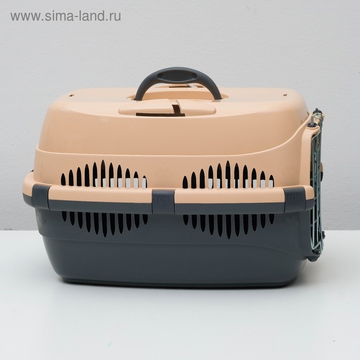 Переноска для животных до 9 кг  Переноска для животных до 9 кг "Пижон", металлическая дверь, 43 х 29 х 27,5 см, бежево-серая