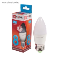 Лампа светодиодная IN HOME LED-СВЕЧА-VC, Е27, 8 Вт, 230 В, 4000 К, 720 Лм