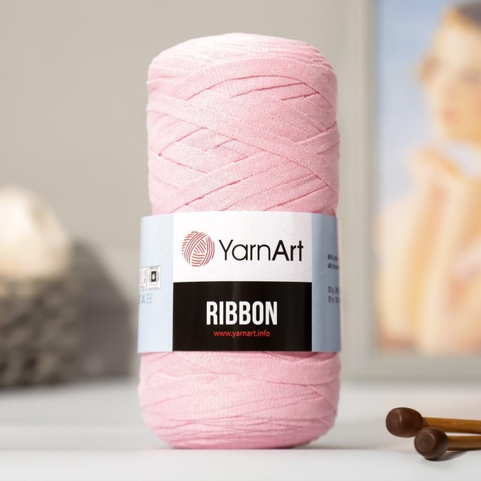 Пряжа  Пряжа "Ribbon" 40% полиэстер, 60% хлопок 125м/250гр (762 св.розовый)