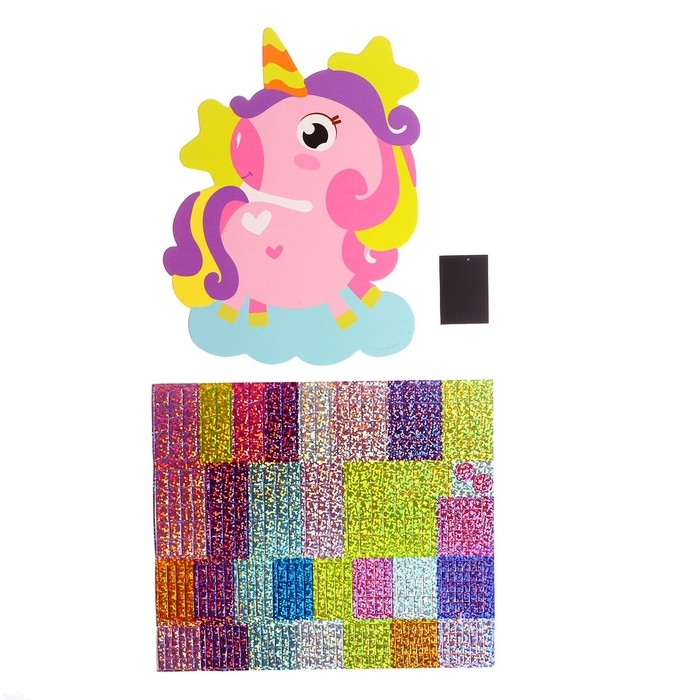 Аппликация стикерами форменная «Единорог», набор для творчества, стикерная мозаика