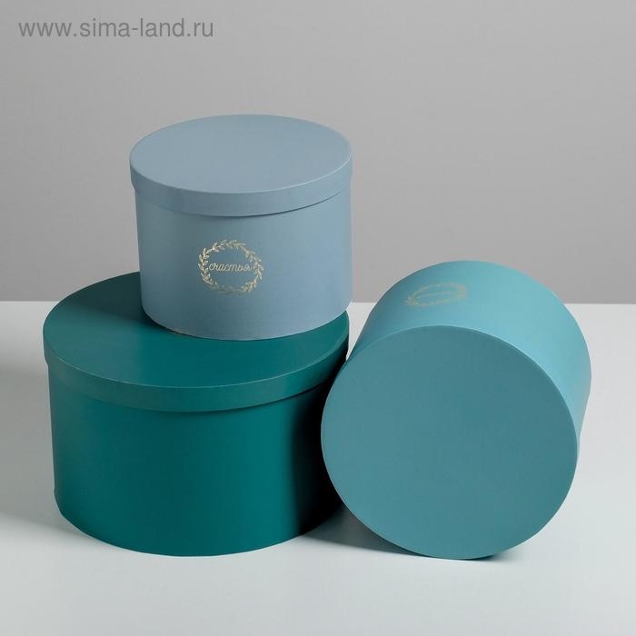 Набор шляпных коробок для цветов 3 в 1, упаковка подарочная, «Бирюза», 18 х 13 см - 25 х 15 см