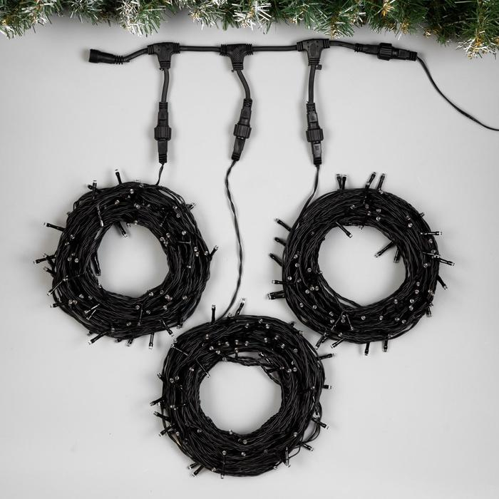 Гирлянда «Клип-лайт» 3 нити по 20 м, IP44, УМС, тёмная нить, 399 LED, свечение фиолетовое, 8 режимов, 24 В