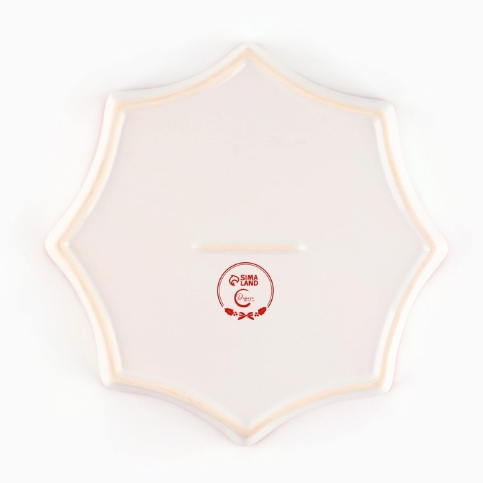 Новый год! Блюдо новогоднее керамическое «Пряничные человечки», 21х21х3см, цвет белый