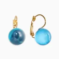 Серьги пластик "Шар №14", цвет синий в золоте