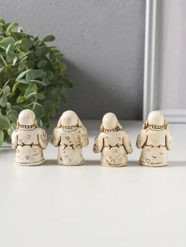 Сувенир полистоун "Хотей - не слышу, не вижу, не скажу" набор 4 шт беж 3х3,5х5,5 см