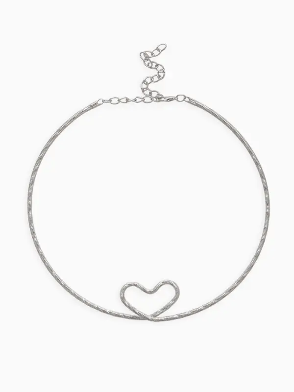 Набор 2 предмета: чокер, браслет «Обруч» сердце, цвет серебро Набор 2 предмета: чокер, браслет «Обруч» сердце, цвет серебро