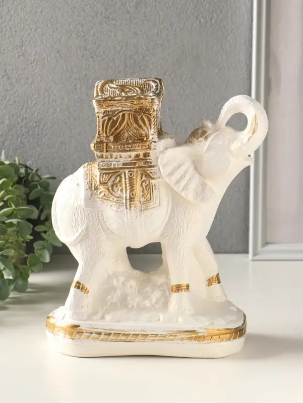 Копилка для денег &laquo;Слон Богатство&raquo;, гипс, белый, 29&times;21&times;9 см