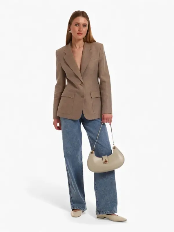 Сумка женская багет TEXTURA на молнии, 30&times;5&times;17 см, молочная