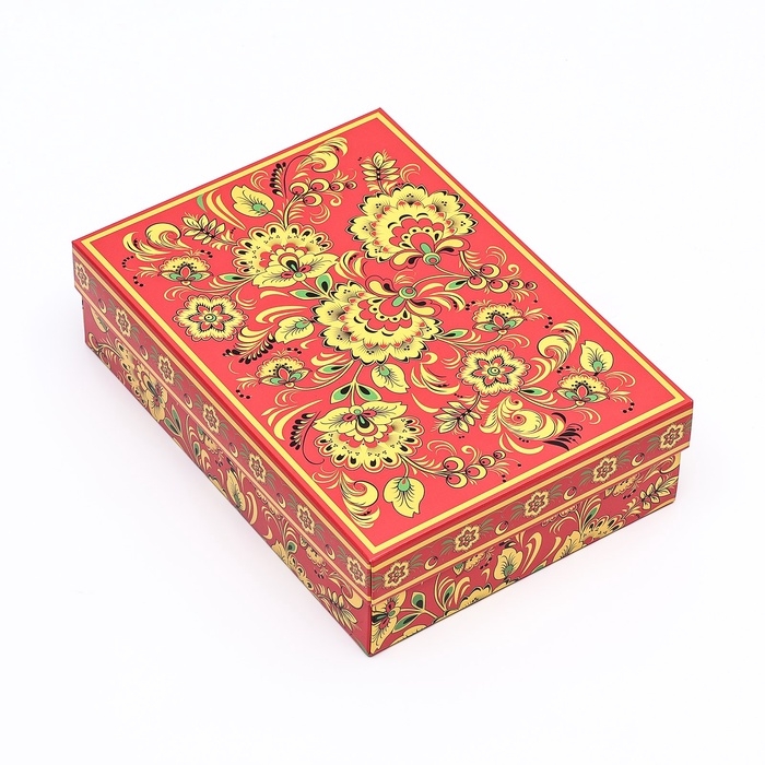 Коробка картонная без окна Коробка картонная без окна "Роспись", 21 х 15 х 7 см набор 5 шт