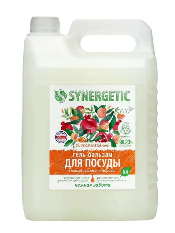 Гель-бальзам для мытья посуды Synergetic «Сочный гранат и абрикос», 5 л