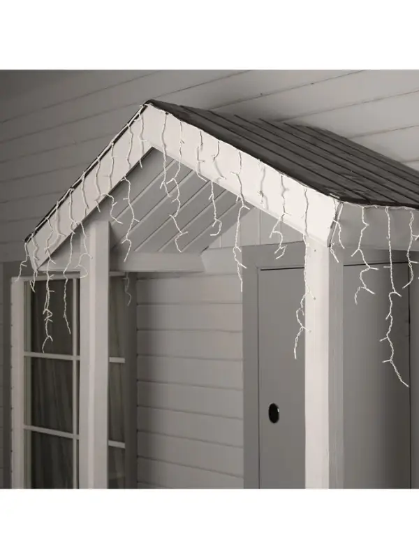 Гирлянда &laquo;Бахрома&raquo; 4&times;0.6 м, IP44, белая нить, 180 LED, свечение тёплое белое, 8 режимов, 220 В