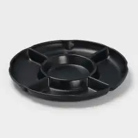 Менажница &laquo;Чёрный Восток&raquo;, 5 секций, пластик, 25&times;2.5 см, диаметр центра 11 см, чёрная