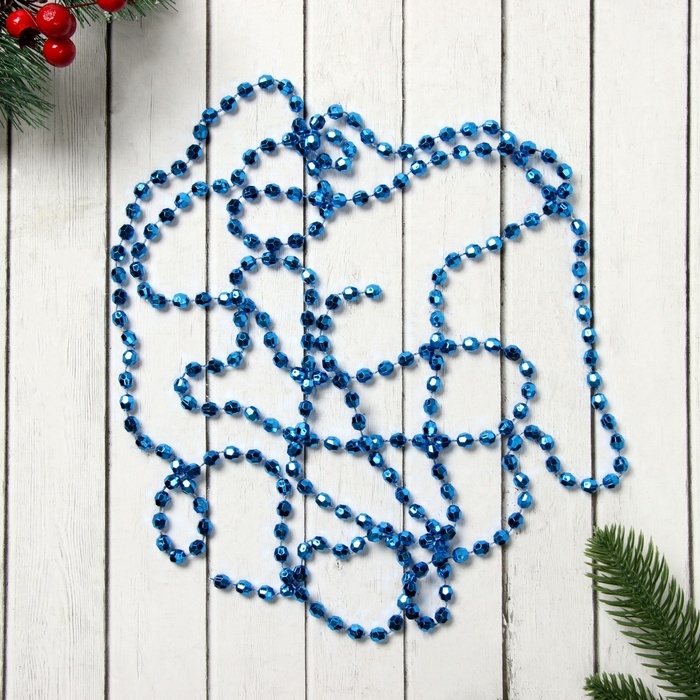 Бусы на ёлку 2,7 м d-8 мм Бусы на ёлку 2,7 м d-8 мм "Шарики с гранями" синий