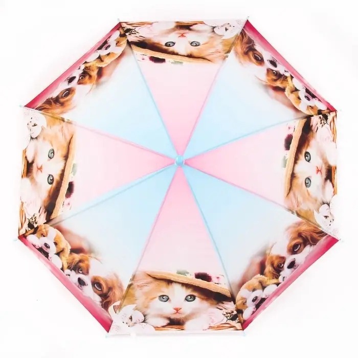 Зонт - трость детский &laquo;Зверюшки&raquo;, полуавтоматический, 8 спиц, R=41/47 см, d=82 см, МИКС