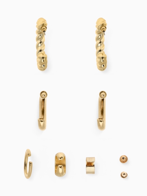 Набор серьги и каффы 9 шт. «Кольца» переплетение, цвет золото