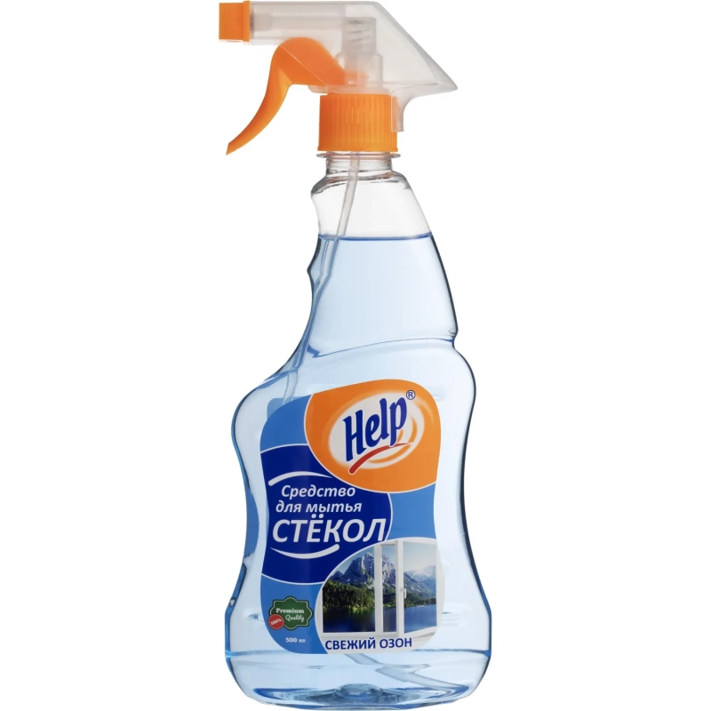 Средство для стекол и зеркал HELP с курком 500мл Свежий озон