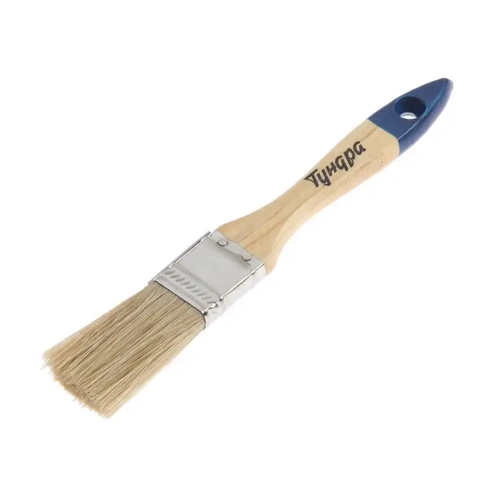 Кисть плоская ТУНДРА, натуральная щетина, деревянная рукоятка, 1 Кисть плоская ТУНДРА, натуральная щетина, деревянная рукоятка, 1", 25 мм