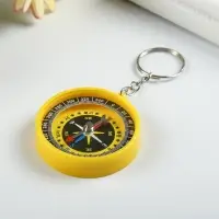 Брелок для ключей на кольце «Круглый», с компасом, пластик, 4.5×4.5×1 см, МИКС