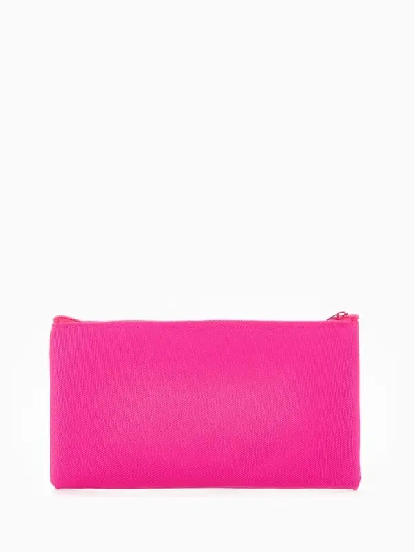 Косметичка-пенал на молнии, плоская, маленькая, однотонная, малиновая
