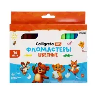 Фломастеры 36 цветов, вентилируемый колпачок, в картонной коробке