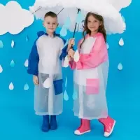 Дождевик детский &laquo;Гуляем под дождём&raquo;, рост 128-140 см, ЭВА 140 г, розовый